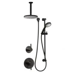 Miseno Mia Pressure Balanced Shower System with 1.8 GPM Rain Shower Head, Hand Shower, Slide Bar, and Ceiling Mounted Shower Arm - Rough-In Valves Included