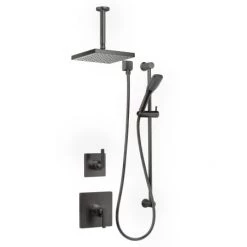 Miseno Elysa Pressure Balanced Shower System with 1.8 GPM Rain Shower Head, Hand Shower, Slide Bar, and Ceiling Mounted Shower Arm - Rough-In Valves Included