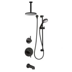Miseno Mia Pressure Balanced Shower System with 1.8 GPM Rain Shower Head, Hand Shower, Slide Bar, Tub Spout, and Ceiling Mounted Shower Arm