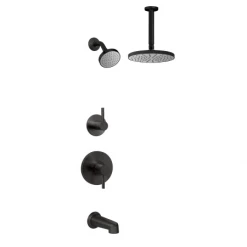 Miseno Mia Pressure Balanced Shower System with 1.8 GPM Rain Shower Heads, Tub Spout, Ceiling Mounted and Standard Shower Arms - Rough-In Valves Included