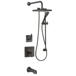 Miseno Elysa Pressure Balanced Shower System with 1.8 GPM Rain Shower Head, Hand Shower, Slide Bar, Tub Spout, and Wall Mounted Rain Shower Arm