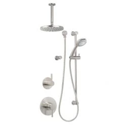 Miseno Mia Pressure Balanced Shower System with 2.0 GPM Rain Shower Head, Hand Shower, Slide Bar, and Ceiling Mounted Shower Arm - Rough-In Valves Included