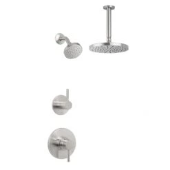 Miseno Mia Pressure Balanced Shower System with 2.0 GPM Rain Shower Heads, Ceiling Mounted and Standard Shower Arms - Rough-In Valves Included