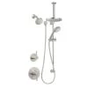 Miseno Mia Pressure Balanced Shower System with 2.0 GPM Rain Shower Heads, Hand Shower, Slide Bar, Ceiling Mounted and Standard Shower Arms