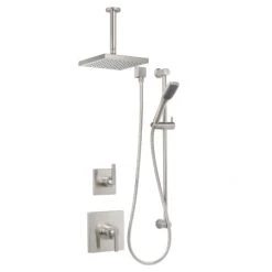 Miseno Elysa Pressure Balanced Shower System with 2.0 GPM Rain Shower Head, Hand Shower, Slide Bar, and Ceiling Mounted Shower Arm - Rough-In Valves Included