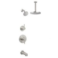 Miseno Mia Pressure Balanced Shower System with 2.0 GPM Rain Shower Heads, Tub Spout, Ceiling Mounted and Standard Shower Arms - Rough-In Valves Included