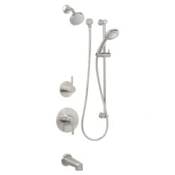Miseno Mia Pressure Balanced Shower System with 1.8 GPM Rain Shower Head, Hand Shower, Slide Bar, Tub Spout, and Standard Shower Arm