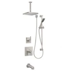 Miseno Elysa Pressure Balanced Shower System with 2.0 GPM Rain Shower Head, Hand Shower, Slide Bar, Tub Spout, and Ceiling Mounted Shower Arm