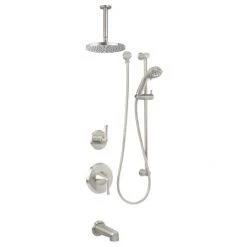 Miseno Bella Pressure Balanced Shower System with 2.0 GPM Rain Shower Head, Hand Shower, Slide Bar, Tub Spout, and Ceiling Mounted Shower Arm