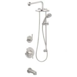 Miseno Bella Pressure Balanced Shower System with 2.0 GPM Rain Shower Head, Hand Shower, Slide Bar, Tub Spout, and Wall Mounted Rain Shower Arm