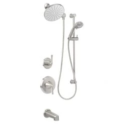Miseno Bella Pressure Balanced Shower System with 1.8 GPM Rain Shower Head, Hand Shower, Slide Bar, Tub Spout, and Standard Shower Arm