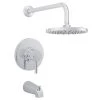 Miseno Mia Tub and Shower Trim Package with Single Function Rain Shower Head
