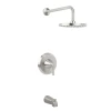 Miseno Bella Pressure Balanced Tub and Shower Trim with 2.0 GPM Rain Shower Head, Tub Spout, and Wall Mounted Rain Shower Head