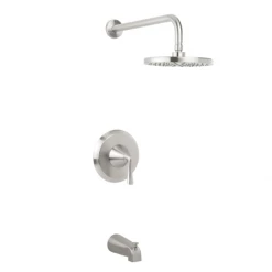Miseno Bella Pressure Balanced Tub and Shower Trim with 2.0 GPM Rain Shower Head, Tub Spout, and Wall Mounted Rain Shower Head