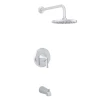 Miseno Bella Pressure Balanced Tub and Shower Trim with 1.8 GPM Rain Shower Head, Tub Spout, and Wall Mounted Rain Shower Head