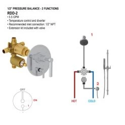 Perrin and Rowe Deco Shower Only Trim Package with 1.75 GPM Single Function Shower Head -Miseno Sales Shop perrin and rowe deco alt pressure balance alternate image 2
