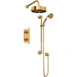 Perrin and Rowe Deco Thermostatic Shower System with Shower Head, Hand Shower, Slide Bar, Shower Arm, Hose, and Valve Trim