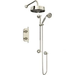 Perrin and Rowe Deco Thermostatic Shower System with Shower Head, Hand Shower, Slide Bar, Shower Arm, Hose, and Valve Trim