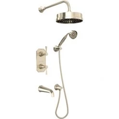 Perrin and Rowe Deco Thermostatic Shower System with Shower Head, Hand Shower, Shower Arm, Hose, and Valve Trim
