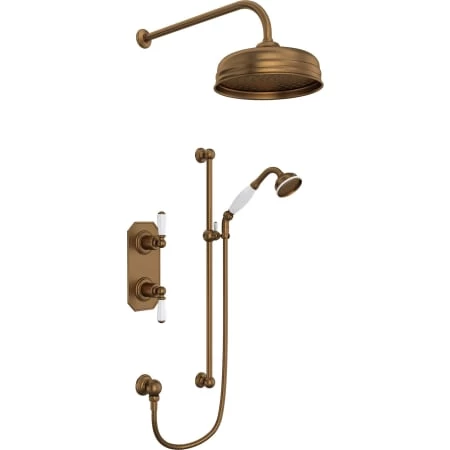 Perrin and Rowe Edwardian Thermostatic Shower System with Shower Head, Hand Shower, Slide Bar, Shower Arm, Hose, and Valve Trim 1 Perrin and Rowe Edwardian Thermostatic Shower System with Shower Head, Hand Shower, Slide Bar, Shower Arm, Hose, and Valve Trim