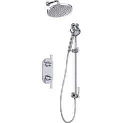 Perrin and Rowe Holborn Thermostatic Shower System with Shower Head, Hand Shower, Slide Bar, Shower Arm, Hose, and Valve Trim