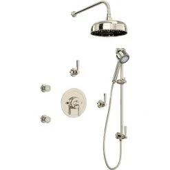 Perrin and Rowe Holborn Thermostatic Shower System with Shower Head, Hand Shower, Slide Bar, Bodysprays, Shower Arm, Hose, and Valve Trim