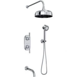 Perrin and Rowe Holborn Thermostatic Shower System with Shower Head, Hand Shower, Shower Arm, Hose, and Valve Trim