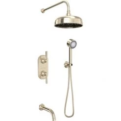 Perrin and Rowe Holborn Thermostatic Shower System with Shower Head, Hand Shower, Shower Arm, Hose, and Valve Trim