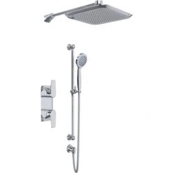 Perrin and Rowe Hoxton Thermostatic Shower System with Shower Head, Hand Shower, Slide Bar, Shower Arm, Hose, and Valve Trim