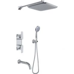 Perrin and Rowe Hoxton Thermostatic Shower System with Shower Head, Hand Shower, Shower Arm, Hose, and Valve Trim