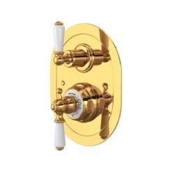 Perrin and Rowe Edwardian Function Thermostatic Valve Trim Only with Double Lever Handle and Volume Control - Less Rough In