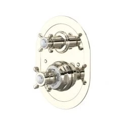 Perrin and Rowe Edwardian Function Thermostatic Valve Trim Only with Double Cross Handle and Volume Control - Less Rough In