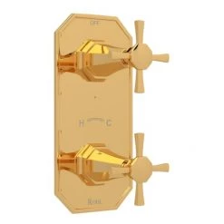 Perrin and Rowe Deco 5 Function Thermostatic Valve Trim Only with Double Cross Handle and Integrated Diverter - Less Rough In