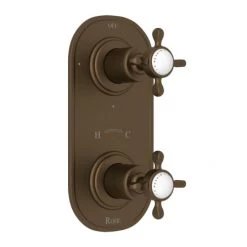 Perrin and Rowe Edwardian 5 Function Thermostatic Valve Trim Only with Double Cross Handle and Integrated Diverter - Less Rough In