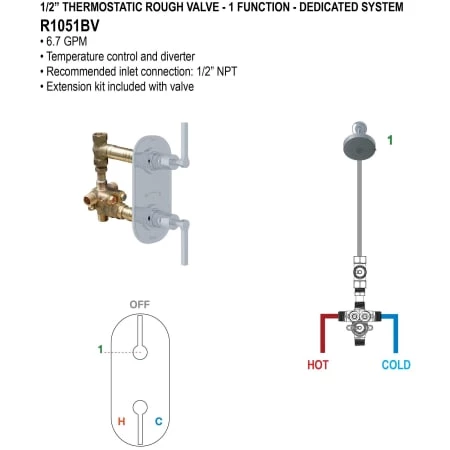 Perrin and Rowe Edwardian 5 Function Thermostatic Valve Trim Only with Double Cross Handle and Integrated Diverter - Less Rough In 6 Perrin and Rowe Edwardian 5 Function Thermostatic Valve Trim Only with Double Cross Handle and Integrated Diverter - Less Rough In - Image 6