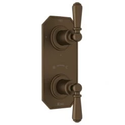 Perrin and Rowe Edwardian 5 Function Thermostatic Valve Trim Only with Double Lever Handle and Integrated Diverter - Less Rough In