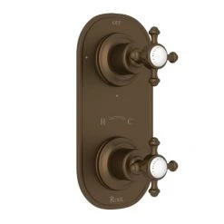Perrin and Rowe Georgian Era 5 Function Thermostatic Valve Trim Only with Double Cross Handle and Integrated Diverter - Less Rough In