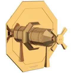 Perrin and Rowe Deco Two Function Thermostatic Valve Trim Only with Single Cross/Lever Handle, Integrated Diverter, and Integrated Volume Control - Less Rough In