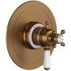 Perrin and Rowe Edwardian Three Function Thermostatic Valve Trim Only with Single Cross/Lever Handle, Integrated Diverter, and Integrated Volume Control - Less Rough In