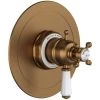 Perrin and Rowe Edwardian Two Function Thermostatic Valve Trim Only with Single Cross/Lever Handle, Integrated Diverter, and Integrated Volume Control - Less Rough In